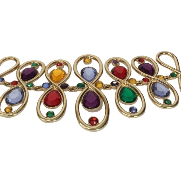 Gold Bracelet and earrings Set with multi colors - Picture 5 of 15